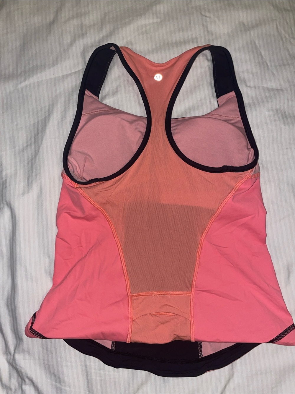 lululemon athletica Pink and Black Colorblock Racerback Muscle Tee - Picture 3 of 5